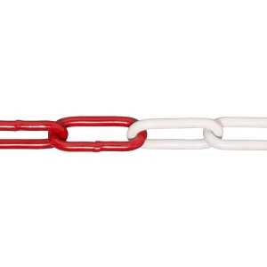 Conacord Schweißkette aus Stahl, rot-weiße Glieder, Form C, 6 mm Durchmesser. Zierkette.