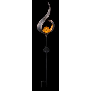 Bronzefarbene Globo Solarleuchte aus Metall, 90 cm hoch, mit LED-Kugel für den Garten.