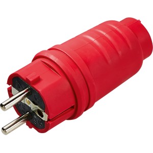 Schutzkontakt-Stecker Gummi Rot