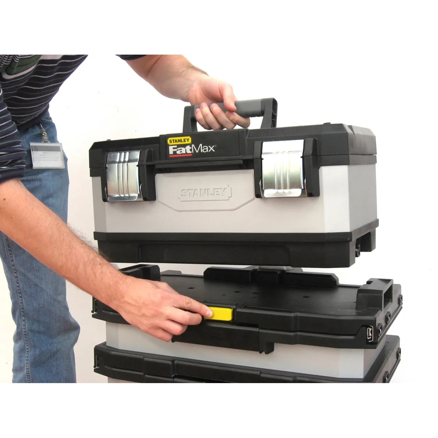Stanley FatMax Werkstattwagen, rollend, mit Werkzeugbox und Schubladen. Mobiler Werkzeugkoffer.