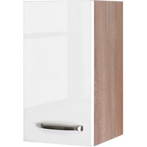Flex-Well Exclusiv Küchen-Oberschrank Valero 30x55cm Hochglanz Weiß-Sonoma Eiche
