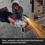 Einhell Winkelschleifer mit Dünntrennscheibe im Einsatz beim Trennen von Metall.