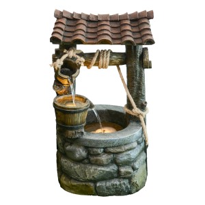 Garden Pleasure Brunnen Athene aus Polyresin und Fiberglas mit Pumpe und LED-Beleuchtung.