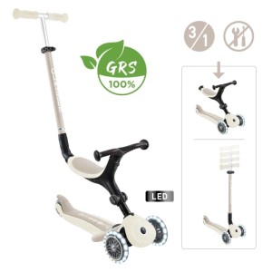 Globber Go-Up Active Lights 3-in-1 Kinderfahrzeug in Kokos Weiß. Dreirad, Laufrad & Scooter mit LED-Rädern, höhenverstellbar.
