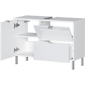 Germania Waschbeckenunterschrank GW-MAURESA, weiß, 80 cm breit, mit Tür und Schublade.
