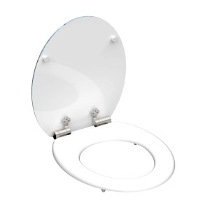 Schütte WC-Sitz Shell Heart mit Absenkautomatik, Holzkern, weiß mit Motiv.