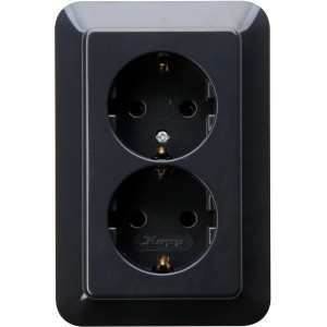 Kopp Schuko Steckdose 2-fach Rivo Anthrazit für die Elektroinstallation.