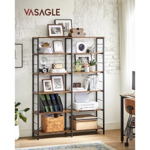Vasagle Bücherregal mit 9 Fächern in Braun-Schwarz, ideal für Wohnzimmer oder Büro.