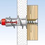 Illustration: Fischer Gipskartondübel Duoblade K in Gipskartonwand und Holz. Dübel für leichte Lasten.