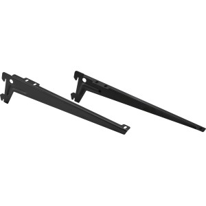Schwarzes Metall-Winkelträger-Set, 2 Stück, für Regalböden, 28 cm lang.