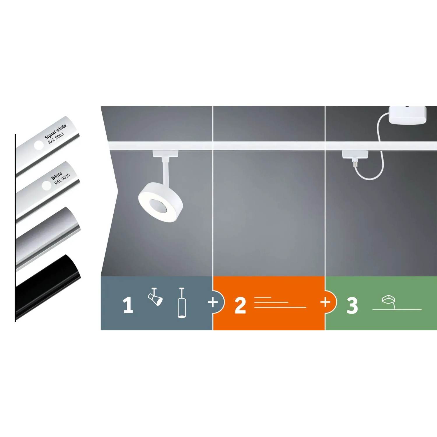 Paulmann URail Schienenspot Cover in Signalweiß, LED-Schienensystem für flexible Beleuchtung.