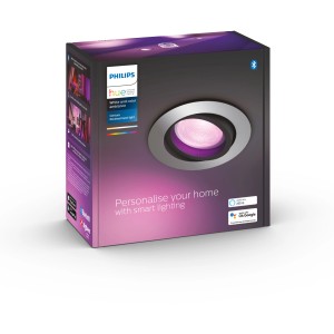 Verpackung des Philips Hue Centura Einbauspots mit Aluminiumrahmen und farbiger LED.