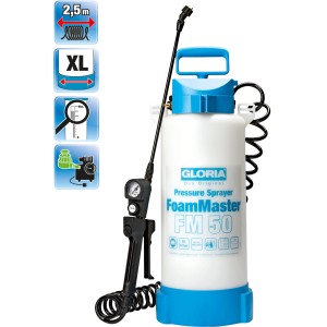 Gloria Drucksprühgerät FoamMaster FM 50 für Reinigungsschaum, mit Manometer und Schlauch.