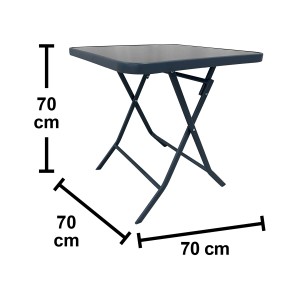 Quadratischer, anthrazitfarbener Klapptisch Toconao, 70x70 cm, ideal für Garten und Balkon.