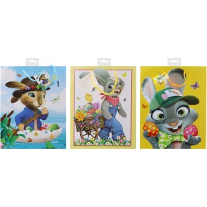 Geschenktasche Hase, 26x32cm, 3-fach sortiert, Ostern.
