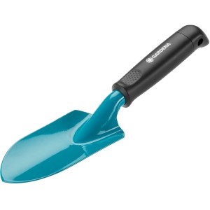 Gardena Blumenkelle Classic mit blauem Blatt und schwarzem Griff für Gartenarbeiten.