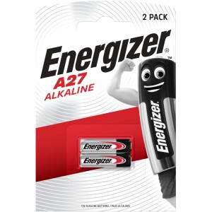 2er-Pack Energizer A27 Alkaline Spezialzellen, 12V für elektronische Geräte.