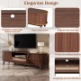 okwish TV Schrank mit Türen Schubladen Rattan Massivholz Stauraum 165x37x46cm Braun_6