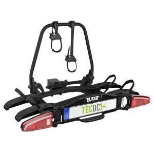 Eufab TECDC1+ Fahrradträger für 2 Fahrräder, geeignet für Anhängerkupplung, mit LED-Rückleuchten.