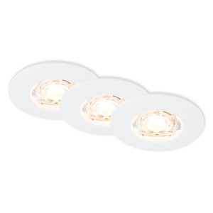 3er Set Briloner LED Einbaustrahler für Bad, IP44, warmweißes Licht, weiße Blende.