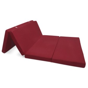 Beautissu Comfort Klappmatratze, 195x120x7cm, dunkelrot, zusammengeklappt.
