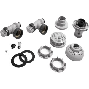 Intex Anschluss-Set für Pools mit 38mm Durchmesser, bestehend aus Absperrschiebern, Düsen und Siebgitter.