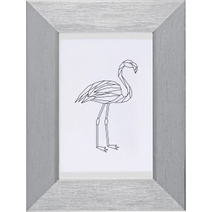 Bilderrahmen, Kunststoff, 10x15 cm, Silber Metallic Look, mit Passepartout.