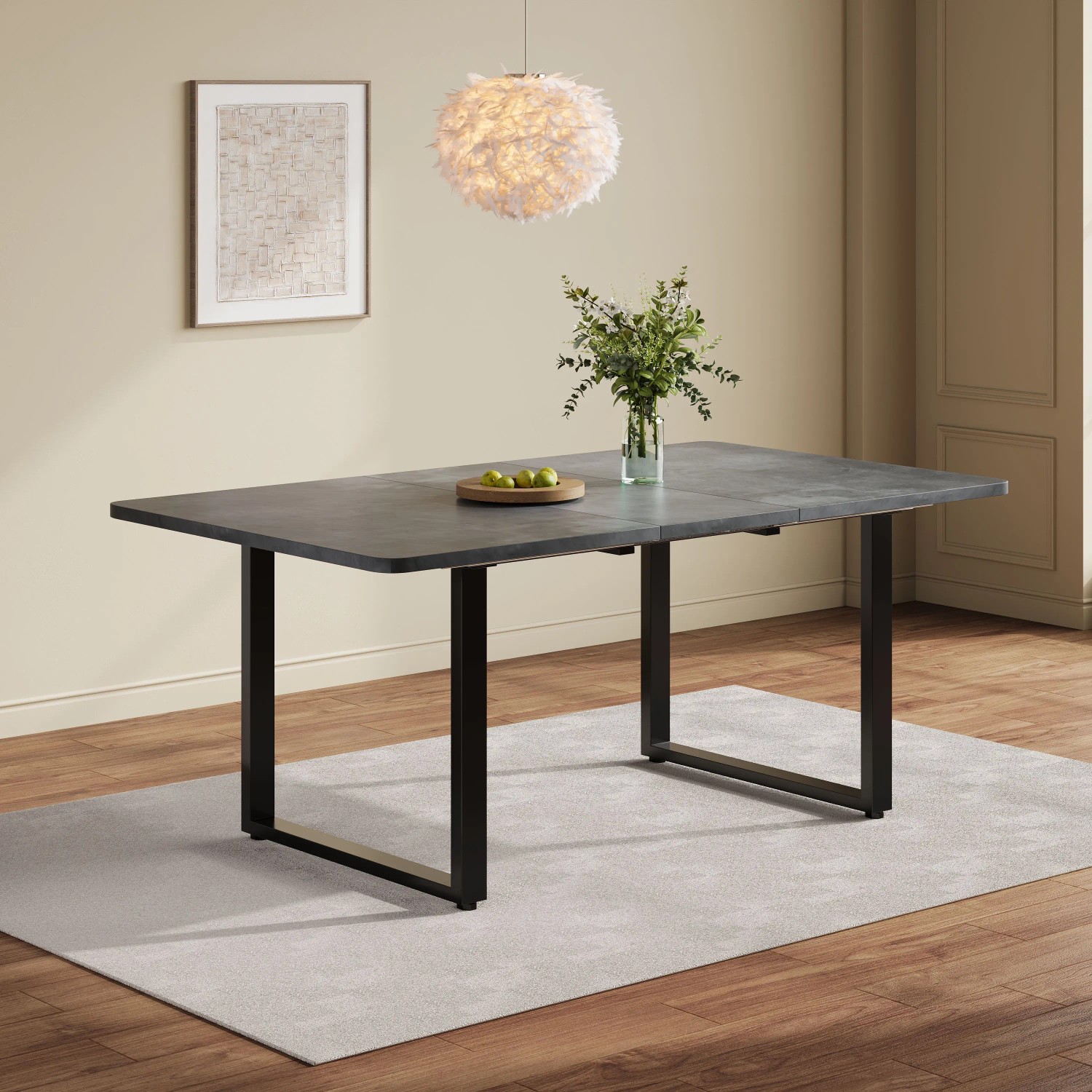 okwish Esstisch Ausziehbar für 6-10 Personen mit Metallbeine 220 x 80 cm Grau_3