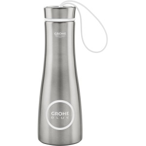 Grohe Blue Thermo-Trinkflasche aus Edelstahl, doppelwandig mit Schlaufe.