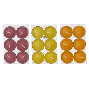 Citronella Teelichter 6er Set in Rot, Gelb und Orange. Duftkerzen für den Sommer.