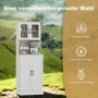 Weißer HOMCOM Küchenschrank im Landhausstil mit Glastüren, offener Arbeitsplatte und Unterschränken.