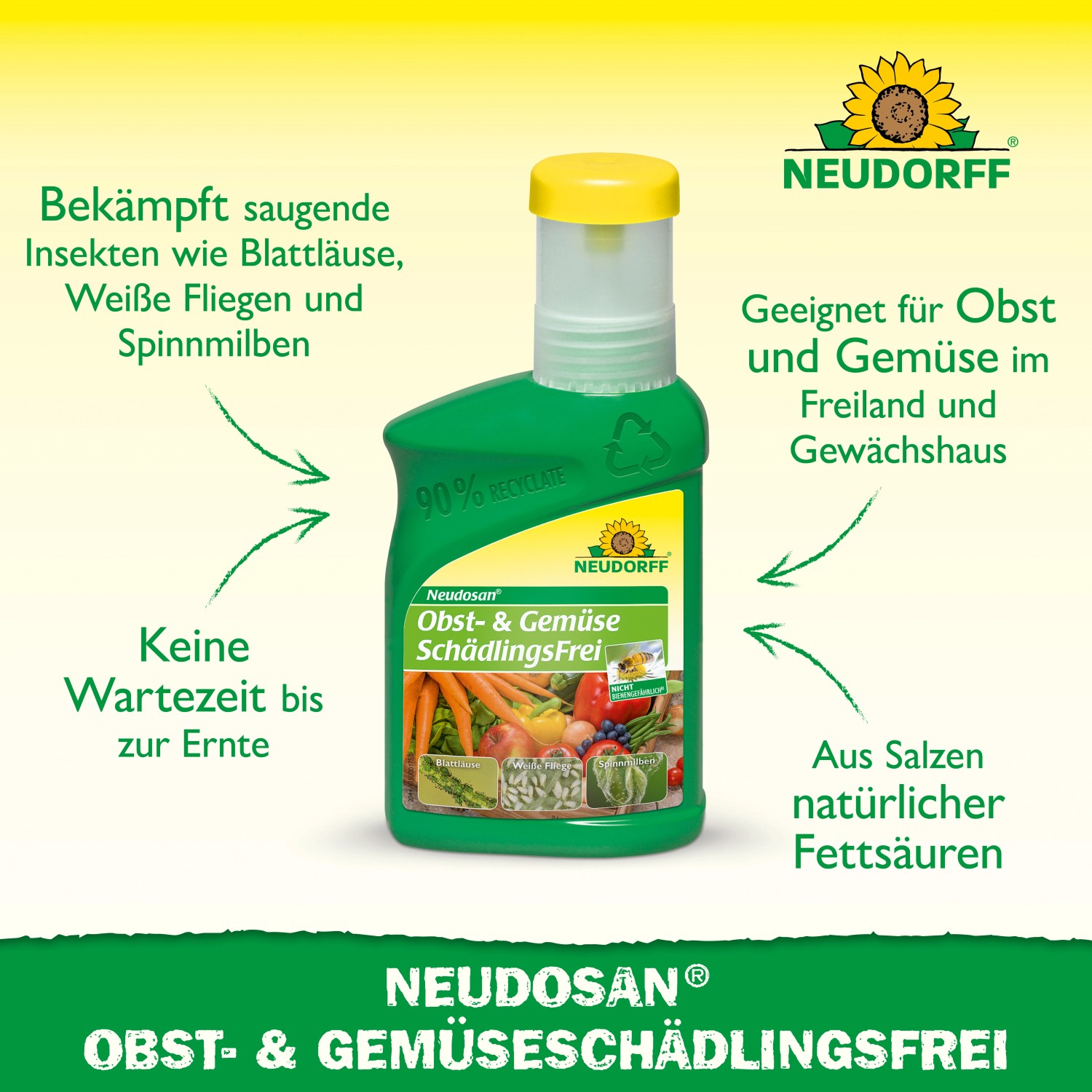 Neudorff Neudosan Obst- & Gemüse-SchädlingsFrei, 250ml Flasche zur Bekämpfung von Blattläusen.