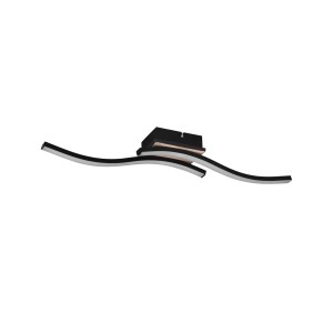 Moderne, 2-flammige LED-Deckenleuchte Route in Schwarz Matt, 56 cm breit.