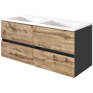 Held Möbel Doppelwaschtisch Bari 120 cm Eiche Natur Matt mit Softclose