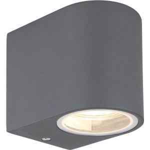 Anthrazitfarbene Globo Außenleuchte Veronika, runde Wandleuchte für den Außenbereich.