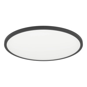 Smarte, runde LED-Deckenleuchte Sarsina-Z von Eglo, Ø 60cm, in Schwarz und Weiß.