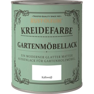 Dose Rust-Oleum Kreidefarbe Gartenmöbellack Kalkweiß, geeignet für den Außenbereich.