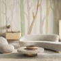 Komar Vliestapete Shadow Woods: Mehrfarbige Fototapete mit Waldmotiv im Wohnzimmer.