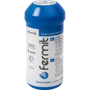 Fermit Gewindedichtfaden PTFE 150m im blauen Spender. Teflonfaden zur Abdichtung von Gewinden.