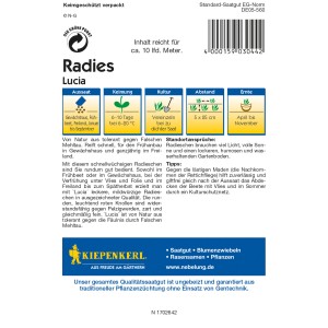 Kiepenkerl Radieschen Radies Lucia Samenpackung mit Produktinformationen.