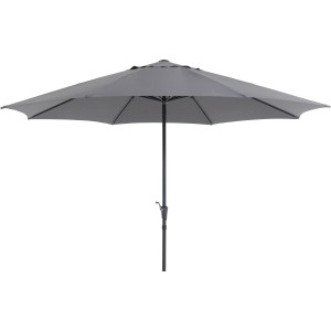 Anthrazitfarbener Marktschirm Honolulu Ø 400 cm mit Kurbel für Garten und Terrasse.