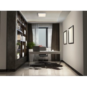 Ledvance Smart+ WiFi Panelleuchte Planon, rahmenlos, tunable white, 30x30 cm im modernen Arbeitszimmer.