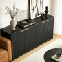 okwish Sideboard mit Wellenform Aufbewahrung Wohnzimmer 150x40x70cm Schwarz_3