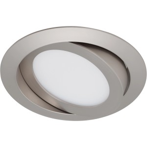 Schwenkbarer LED-Einbaustrahler, Nickel matt, Ø 14cm. Ideal für Wohnräume und Feuchträume.