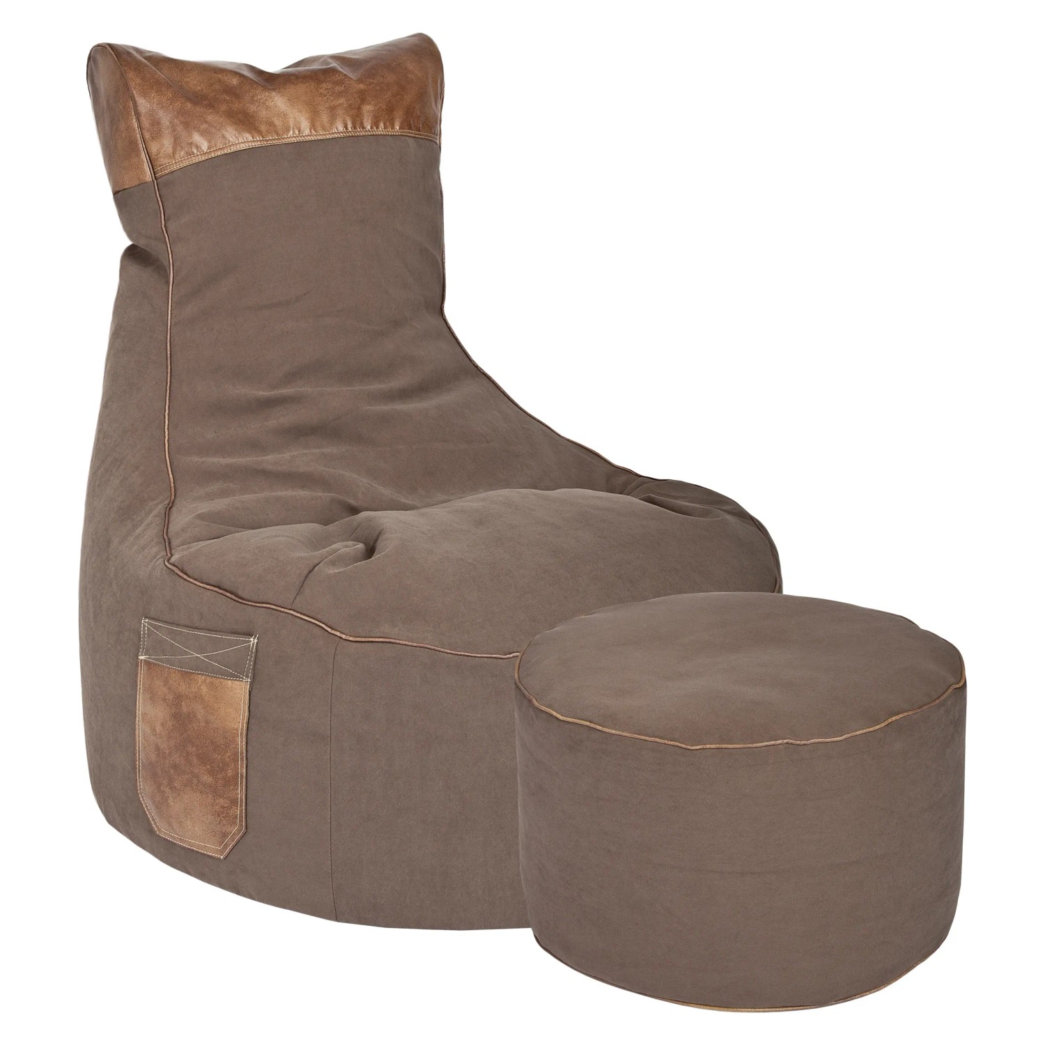 Brauner Sitting Point Sessel Swing mit Hocker, ideal zum Relaxen. Gemütlicher Sitzsack für Wohnzimmer.
