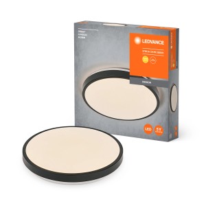 Ledvance LED-Deckenleuchte Orbis London, schwarzer Rahmen, runde Form. Moderne Wohnraumleuchte.