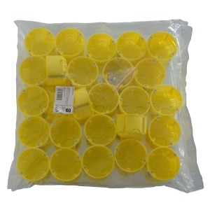 25 gelbe Hohlwanddosen Pro, 68mm Durchmesser, für Schalter und Steckdosen.