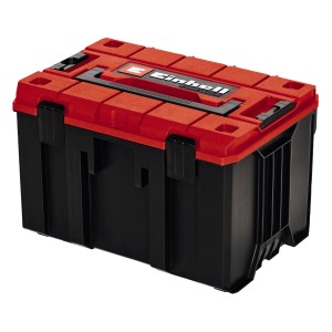 Einhell Systemkoffer E-Case M, rot-schwarzer Werkzeugkoffer aus Kunststoff.