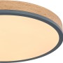 Runde Globo LED-Deckenleuchte Doro in Graphit mit Holzoptik, 450 mm Durchmesser.