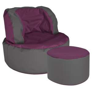 Sitting Point Sessel Bebop in Aubergine mit Fußhocker, ideal zum Relaxen im Wohn- oder Jugendzimmer.